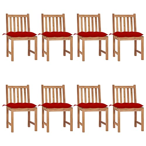 HaoChrymec Gartenstühle 8 STK. mit Kissen aus Massivholz Teak, Relaxsessel für Garten, Balkon Stuhl, Komfortable Gartenmöbel Set, Rot Kissen, 50 x 53 x 90 cm HaoChrymec Gartenstühle 8 STK. mit Kissen aus Massivholz Teak, Relaxsessel für Garten, Balkon Stuhl, Komfortable Gartenmöbel Set, Rot Kissen, 50 x 53 x 90 cm von HaoChrymec
