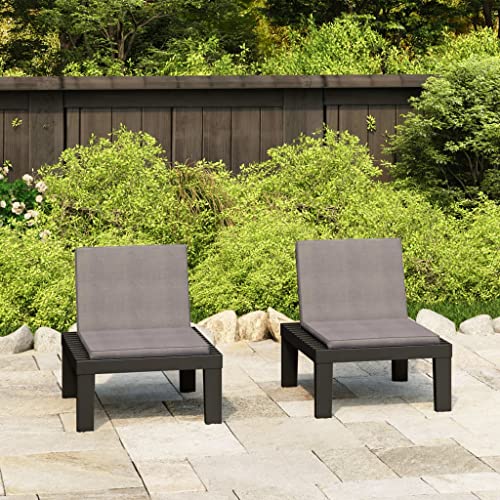 HaoChrymec Gartenstühle Set mit Auflagen, Kunststoff Grau, Relaxsessel Garten, Balkon Stuhl, Komfortable Gartenmöbel, 2 STK., 65 x 65 x 70 cm HaoChrymec Gartenstühle Set mit Auflagen, Kunststoff Grau, Relaxsessel Garten, Balkon Stuhl, Komfortable Gartenmöbel, 2 STK., 65 x 65 x 70 cm von HaoChrymec