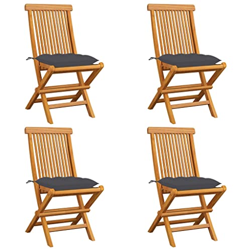 HaoChrymec Gartenstühle mit Anthrazit Kissen 4 STK. Massivholz Teak, Klappbar, Bequeme Sitzkissen, Relaxsessel Garten, Balkon Stuhl, Garten Möbel Set, 47 x 60 x 89 cm HaoChrymec Gartenstühle mit Anthrazit Kissen 4 STK. Massivholz Teak, Klappbar, Bequeme Sitzkissen, Relaxsessel Garten, Balkon Stuhl, Garten Möbel Set, 47 x 60 x 89 cm von HaoChrymec