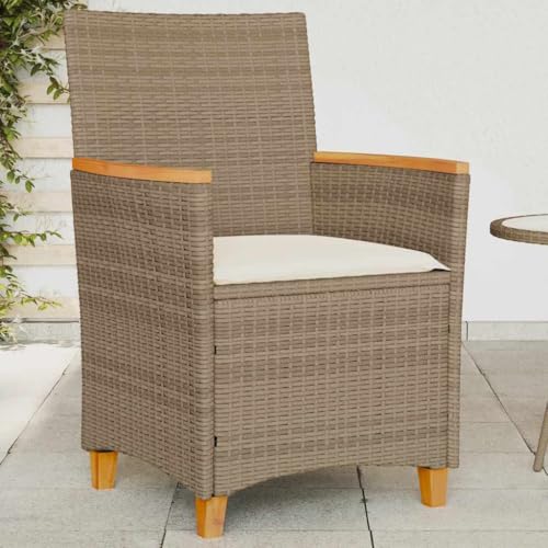 HaoChrymec Gartenstühle mit Kissen 2 STK. Beige aus PE-Rattan und Massivholz, Relaxsessel Garten, Balkon Stuhl, Garten Möbel Set, 59 x 61 x 90 cm HaoChrymec Gartenstühle mit Kissen 2 STK. Beige aus PE-Rattan und Massivholz, Relaxsessel Garten, Balkon Stuhl, Garten Möbel Set, 59 x 61 x 90 cm von HaoChrymec