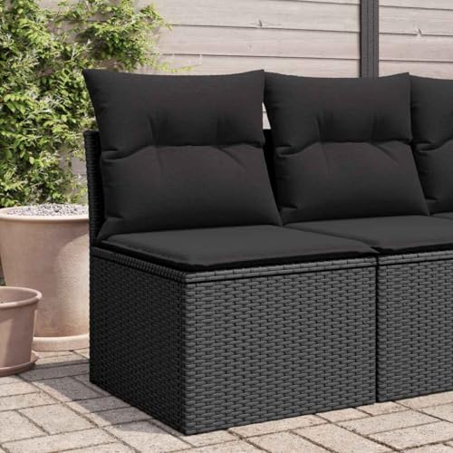 HaoChrymec Gartenstuhl ohne Armlehnen mit Kissen, PE-Rattan, Stauraum mit wasserfestem Beutel, Outdoor Stuhl, Balkon Stuhl, Garden Chairs, Schwarz, 55 x 62 x 69 cm von HaoChrymec