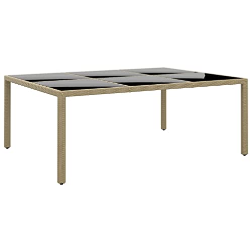 HaoChrymec Gartentisch Beige mit Poly Rattan, Pulverbeschichtetem Stahl, Gehärtete Glasplatte, Witterungsbeständig, Balkon Tisch, Beistelltisch Outdoor, Loungetisch Garten, 200 x 150 x 75 cm HaoChrymec Gartentisch Beige mit Poly Rattan, Pulverbeschichtetem Stahl, Gehärtete Glasplatte, Witterungsbeständig, Balkon Tisch, Beistelltisch Outdoor, Loungetisch Garten, 200 x 150 x 75 cm von HaoChrymec