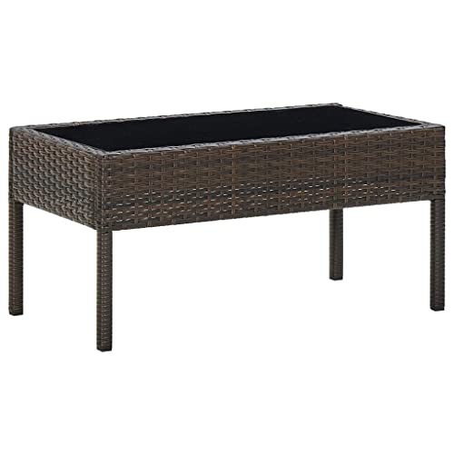 HaoChrymec Gartentisch Braun aus PE-Rattan mit Stahlrahmen, Tischplatte aus Glas, Wetterfest, Langlebig, Beistelltisch Outdoor, Loungetisch Outdoor, Balkon Tisch, 75x40x37 cm HaoChrymec Gartentisch Braun aus PE-Rattan mit Stahlrahmen, Tischplatte aus Glas, Wetterfest, Langlebig, Beistelltisch Outdoor, Loungetisch Outdoor, Balkon Tisch, 75x40x37 cm von HaoChrymec