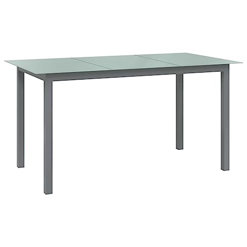 HaoChrymec Gartentisch Hellgrau 150 x 90 x 74 cm mit Aluminiumgestell und Glasplatte, Wetterfest, Loungetisch Outdoor, Beistelltisch Garten, Balkon Tisch von HaoChrymec