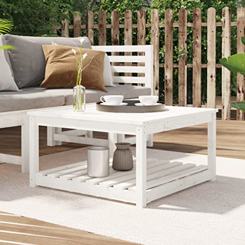 HaoChrymec Gartentisch Weiß mit Massivholz Kiefer, Stabile Tischplatte, Zusätzlicher Stauraum, Wetterfest, Balkon Tisch, Beistelltisch Outdoor, Loungetisch Garten, 82.5 x 82.5 x 45 cm HaoChrymec Gartentisch Weiß mit Massivholz Kiefer, Stabile Tischplatte, Zusätzlicher Stauraum, Wetterfest, Balkon Tisch, Beistelltisch Outdoor, Loungetisch Garten, 82.5 x 82.5 x 45 cm von HaoChrymec