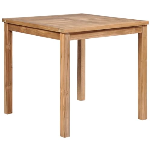 HaoChrymec Gartentisch aus Massivholz Teak, Wasserbasiertes Finish, Stabil & Wetterfest, Gartentisch Wetterfest, Balkon Tisch, Beistelltisch Outdoor, Beistelltisch Garten, Natur, 80 x 80 x 77 cm von HaoChrymec