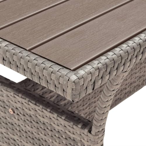 HaoChrymec Gartentisch aus PE-Rattan mit pulverbeschichtetem Stahlgestell, Witterungsbeständig, Balkon Tisch, Loungetisch Outdoor, Beistelltisch Garten, Grau, 120 x 70 x 66 cm von HaoChrymec