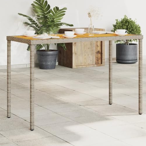 HaoChrymec Gartentisch mit Akazienholz-Platte, PE-Rattan, Robustes Design, Wetterfest, Balkon Tisch, Beistelltisch Outdoor, Loungetisch Garten, Grau, 115x54x74 cm HaoChrymec Gartentisch mit Akazienholz-Platte, PE-Rattan, Robustes Design, Wetterfest, Balkon Tisch, Beistelltisch Outdoor, Loungetisch Garten, Grau, 115x54x74 cm von HaoChrymec
