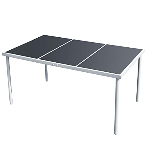 HaoChrymec Gartentisch mit Glasplatte und Pulverbeschichteten Stahlbeinen, Wetterfest, Ideal für Outdoor-Bereich, Balkon Tisch, Beistelltisch Garten, Schwarz, 150 x 90 x 74 cm von HaoChrymec