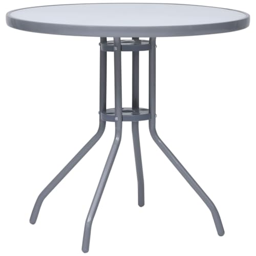 HaoChrymec Gartentisch mit Glasplatte und Stahlgestell, Modernes Design, Beistelltisch für Balkon und Garten, Loungetisch Outdoor, Hellgrau, 80 x 72 cm HaoChrymec Gartentisch mit Glasplatte und Stahlgestell, Modernes Design, Beistelltisch für Balkon und Garten, Loungetisch Outdoor, Hellgrau, 80 x 72 cm von HaoChrymec