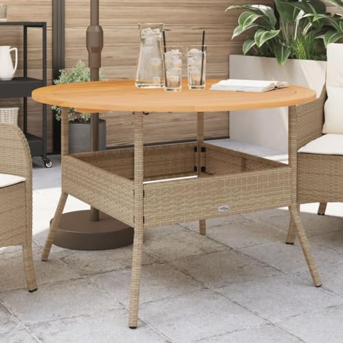 HaoChrymec Gartentisch mit Holzplatte Beige Ø110x71 cm Poly Rattan, Beistelltisch Garten, Loungetisch Outdoor, Balkon Tisch, Wetterfest, Für Terrasse, Balkon, Garten HaoChrymec Gartentisch mit Holzplatte Beige Ø110x71 cm Poly Rattan, Beistelltisch Garten, Loungetisch Outdoor, Balkon Tisch, Wetterfest, Für Terrasse, Balkon, Garten von HaoChrymec