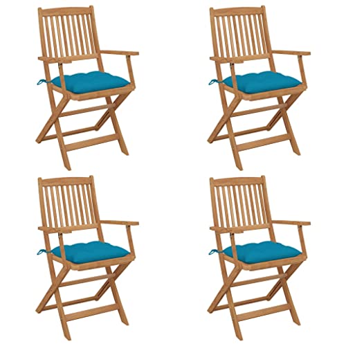 HaoChrymec Klappbare Gartenstühle 4 STK. mit Kissen aus Massivholz Akazie, Komfortabel, Klappstuhl Design, Balkonstühle, Gartenstuhl Klappbar, Terrasse, Hellblau Kissen, 54 x 57 x 91 cm HaoChrymec Klappbare Gartenstühle 4 STK. mit Kissen aus Massivholz Akazie, Komfortabel, Klappstuhl Design, Balkonstühle, Gartenstuhl Klappbar, Terrasse, Hellblau Kissen, 54 x 57 x 91 cm von HaoChrymec