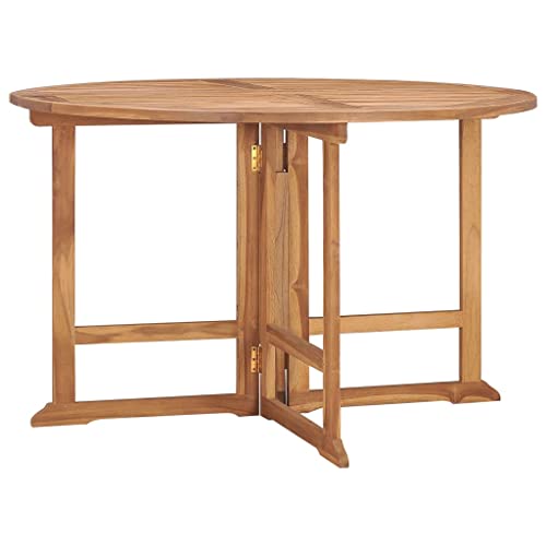 HaoChrymec Klappbarer Garten-Esstisch aus Teakholz, Wetterfest, Mit Wasserbasiertem Finish, Klappbar, Ideal für Balkon und Terrasse, Ø110x75 cm HaoChrymec Klappbarer Garten-Esstisch aus Teakholz, Wetterfest, Mit Wasserbasiertem Finish, Klappbar, Ideal für Balkon und Terrasse, Ø110x75 cm von HaoChrymec