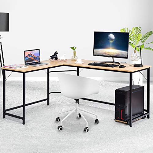 HaoChrymec L-Form Computertisch mit MDF und Eisen, Eckschreibtisch mit Separatem CPU-Ständer, Gaming Tisch L-Form, Kompakter Schreibtisch für Büro, Arbeitszimmer, Schwarz/Natur, 168 x 125 x 74 cm HaoChrymec L-Form Computertisch mit MDF und Eisen, Eckschreibtisch mit Separatem CPU-Ständer, Gaming Tisch L-Form, Kompakter Schreibtisch für Büro, Arbeitszimmer, Schwarz/Natur, 168 x 125 x 74 cm von HaoChrymec