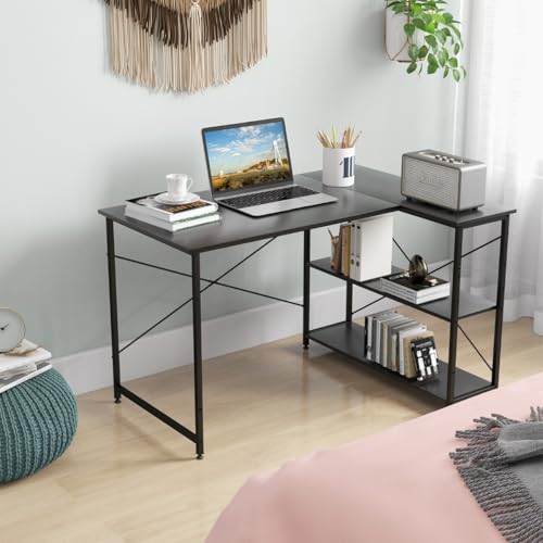 HaoChrymec L-Form Schreibtisch mit Ablagefächern, Eck-Computertisch aus Holz und Metall, Reversibles Design, Schreibtisch für Büro, Gaming Tisch L-Form, Schwarz, 120 x 88 x 74.5 cm HaoChrymec L-Form Schreibtisch mit Ablagefächern, Eck-Computertisch aus Holz und Metall, Reversibles Design, Schreibtisch für Büro, Gaming Tisch L-Form, Schwarz, 120 x 88 x 74.5 cm von HaoChrymec