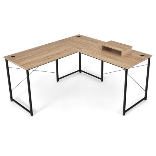 HaoChrymec L-förmiger Computertisch mit Monitorständer, Wendbarer Eckschreibtisch, Robuste Metallkonstruktion, Ergonomisches Design, Schreibtisch L-Form, Natur, 150 x 150 x 74 cm HaoChrymec L-förmiger Computertisch mit Monitorständer, Wendbarer Eckschreibtisch, Robuste Metallkonstruktion, Ergonomisches Design, Schreibtisch L-Form, Natur, 150 x 150 x 74 cm von HaoChrymec