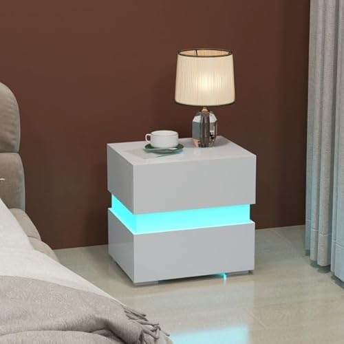 HaoChrymec LED Nachttisch mit 2 Schubladen und Fernbedienung, Dynamisch mit 22 Modi, Nachttisch mit LED für Schlafzimmer, Modernes Design, Weiß, 45 x 35 x 45 cm HaoChrymec LED Nachttisch mit 2 Schubladen und Fernbedienung, Dynamisch mit 22 Modi, Nachttisch mit LED für Schlafzimmer, Modernes Design, Weiß, 45 x 35 x 45 cm von HaoChrymec