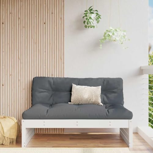 HaoChrymec Mittelsofa mit Massivem Kiefernholz, Latten-Design, Modulares Lounge Sofa für Garten, Komfortable Sitzgruppe Outdoor, Weiß, 120x95x69 cm von HaoChrymec
