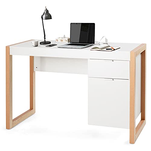 HaoChrymec Moderner Computer-Schreibtisch mit Aufbewahrungsschrank, Schreibtisch aus Holzwerkstoffen, Große Tischplatte, Gaming Schreibtisch, Kinderzimmer, Jugendzimmer, Weiß, 112,5 x 50 x 75 cm HaoChrymec Moderner Computer-Schreibtisch mit Aufbewahrungsschrank, Schreibtisch aus Holzwerkstoffen, Große Tischplatte, Gaming Schreibtisch, Kinderzimmer, Jugendzimmer, Weiß, 112,5 x 50 x 75 cm von HaoChrymec