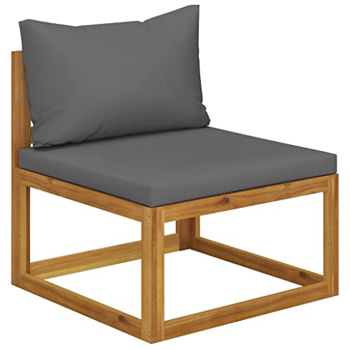 HaoChrymec Modular-Mittelsofa mit Dunkelgrauen Kissen Akazie Massivholz, Robustes Design, Modulares Outdoor Sofa für Garten, Lounge Sofa Outdoor, Gartensofa, 68 x 70 x 60 cm von HaoChrymec