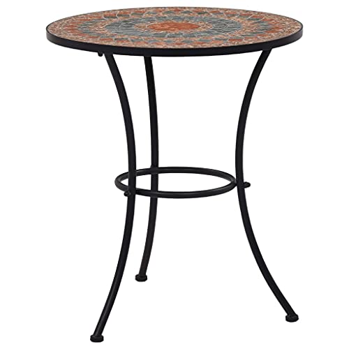 HaoChrymec Mosaik-Bistrotisch mit pulverbeschichtetem Eisen-Gestell, Keramik-Mosaik-Tischplatte, Für den Garten und Balkon, Kleiner Gartentisch, Beistelltisch Outdoor, Grau/Orange, 60 cm HaoChrymec Mosaik-Bistrotisch mit pulverbeschichtetem Eisen-Gestell, Keramik-Mosaik-Tischplatte, Für den Garten und Balkon, Kleiner Gartentisch, Beistelltisch Outdoor, Grau/Orange, 60 cm von HaoChrymec