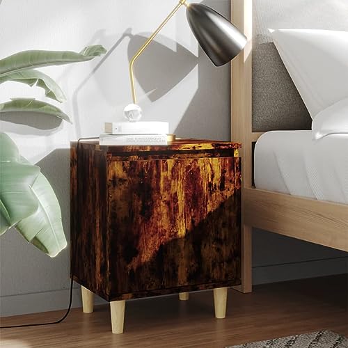 HaoChrymec Nachttisch mit Massivholz-Beinen, Holzwerkstoff, Skandinavisches Design, 2 Türen, Kommode mit Schubladen, Kleiner Beistelltisch für Schlafzimmer und Wohnzimmer, Räuchereiche, 40x30x50 cm HaoChrymec Nachttisch mit Massivholz-Beinen, Holzwerkstoff, Skandinavisches Design, 2 Türen, Kommode mit Schubladen, Kleiner Beistelltisch für Schlafzimmer und Wohnzimmer, Räuchereiche, 40x30x50 cm von HaoChrymec