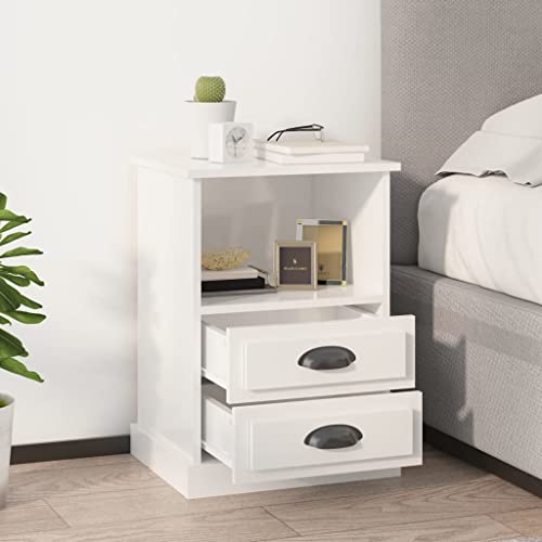 HaoChrymec Nachttische 2 STK., Hochglanz-Weiß, Holzwerkstoff, 2 Schubladen, Offenes Fach, Kommode mit Schubladen, Beistelltisch für Schlafzimmer, 43x36x60 cm HaoChrymec Nachttische 2 STK., Hochglanz-Weiß, Holzwerkstoff, 2 Schubladen, Offenes Fach, Kommode mit Schubladen, Beistelltisch für Schlafzimmer, 43x36x60 cm von HaoChrymec