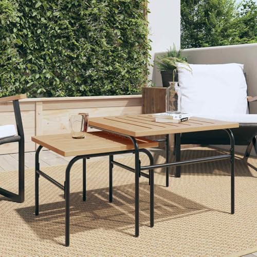 HaoChrymec Outdoor-Satztische 2 STK. aus Pulverbeschichtetem Stahl, Braun und Schwarz, Loungetisch Outdoor, Beistelltisch Garten, Wetterfest, 55.5 x 55.5 x 41.5 cm HaoChrymec Outdoor-Satztische 2 STK. aus Pulverbeschichtetem Stahl, Braun und Schwarz, Loungetisch Outdoor, Beistelltisch Garten, Wetterfest, 55.5 x 55.5 x 41.5 cm von HaoChrymec
