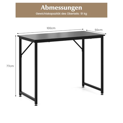 HaoChrymec PC-Tisch mit Verstellbaren Fußpolstern, Kompakter Computertisch Schreibtisch, Robuster Metallrahmen, Ideal für Heimbüros, Schlafzimmer und Schlafsäle, Schwarz, 100 x 50 x 77 cm HaoChrymec PC-Tisch mit Verstellbaren Fußpolstern, Kompakter Computertisch Schreibtisch, Robuster Metallrahmen, Ideal für Heimbüros, Schlafzimmer und Schlafsäle, Schwarz, 100 x 50 x 77 cm von HaoChrymec