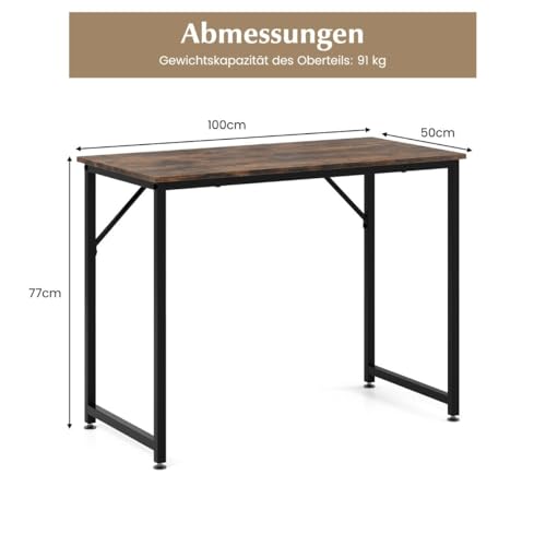 HaoChrymec PC-Tisch mit Verstellbaren Fußpolstern, Kompakter Computertisch Schreibtisch aus Metall und Holzwerkstoff, Für Schlafzimmer, Büro und Jugendzimmer, Braun, 100 x 50 x 77 cm HaoChrymec PC-Tisch mit Verstellbaren Fußpolstern, Kompakter Computertisch Schreibtisch aus Metall und Holzwerkstoff, Für Schlafzimmer, Büro und Jugendzimmer, Braun, 100 x 50 x 77 cm von HaoChrymec