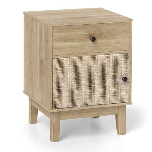 HaoChrymec Rattan Nachttisch mit Schublade und Schrank, Boho-Stil Beistelltisch für Schlafzimmer, Natur Rattan, Side Table Bedroom, Kommode mit Schubladen, 40 x 39 x 55 cm HaoChrymec Rattan Nachttisch mit Schublade und Schrank, Boho-Stil Beistelltisch für Schlafzimmer, Natur Rattan, Side Table Bedroom, Kommode mit Schubladen, 40 x 39 x 55 cm von HaoChrymec