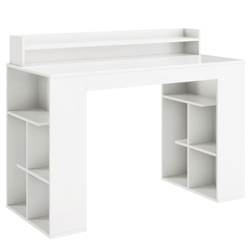 HaoChrymec Schreibtisch mit Monitorablage & 2 Bücherregalen, PC Schreibtischs mit Stauraum, Gaming Schreibtisch für Jugendzimmer, 120 x 54 x 90 cm, Weiß HaoChrymec Schreibtisch mit Monitorablage & 2 Bücherregalen, PC Schreibtischs mit Stauraum, Gaming Schreibtisch für Jugendzimmer, 120 x 54 x 90 cm, Weiß von HaoChrymec