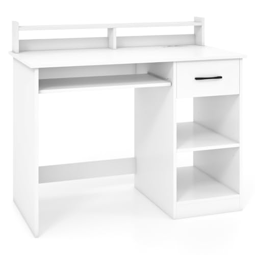 HaoChrymec Schreibtisch mit Schubladen und Tastaturablage, Computertisch mit Integrierter Ladestation und Stauraum, PC Schreibtischs für Home Office, Gaming Tisch, Weiß, 105 x 55 x 89 cm HaoChrymec Schreibtisch mit Schubladen und Tastaturablage, Computertisch mit Integrierter Ladestation und Stauraum, PC Schreibtischs für Home Office, Gaming Tisch, Weiß, 105 x 55 x 89 cm von HaoChrymec
