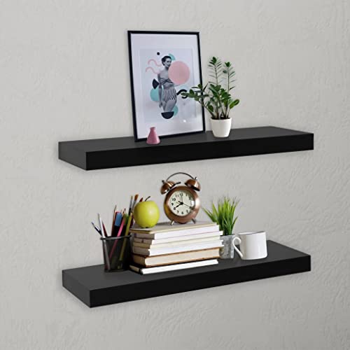 HaoChrymec Schweberegale 2 STK. Floating Shelves, Wand Regal aus MDF, Perfekt für Bücherregal, Küchenregal oder Wandregal im Badezimmer, Schwarz, 40 x 20 x 3.8 cm von HaoChrymec