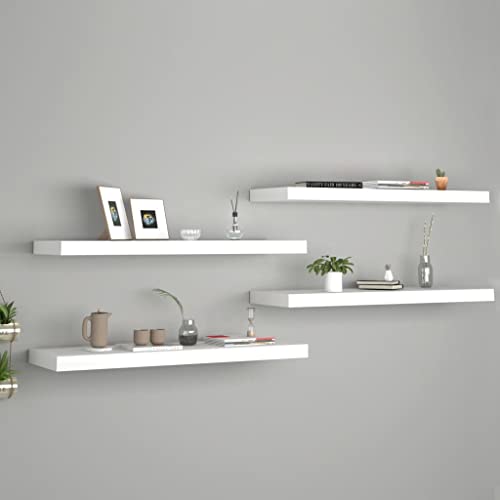 HaoChrymec Schweberegale 4 STK. Weiß mit Waben-MDF und Metallrahmen, Floating Shelves mit Unsichtbarem Montagesystem, Bücherregal Wand, Küchenregal Wand, Wand Regal für Badezimmer, 80 x 23.5 x 3.8 cm HaoChrymec Schweberegale 4 STK. Weiß mit Waben-MDF und Metallrahmen, Floating Shelves mit Unsichtbarem Montagesystem, Bücherregal Wand, Küchenregal Wand, Wand Regal für Badezimmer, 80 x 23.5 x 3.8 cm von HaoChrymec