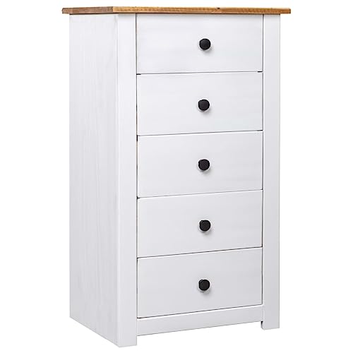 HaoChrymec Sideboard aus massivem Kiefernholz, 5 Schubladen, Stauraumschrank mit robustem Design, Wohnzimmer- und Bürokommode, Weiß, 46 x 40 x 89 cm HaoChrymec Sideboard aus massivem Kiefernholz, 5 Schubladen, Stauraumschrank mit robustem Design, Wohnzimmer- und Bürokommode, Weiß, 46 x 40 x 89 cm von HaoChrymec