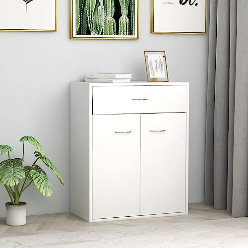 HaoChrymec Sideboard mit 2 Türen und 1 Schublade, aus Holzwerkstoff, Minimalistisches Design, Viel Stauraum, Weiß, 60x30x75 cm, Wohnzimmer, Schlafzimmer, Büro HaoChrymec Sideboard mit 2 Türen und 1 Schublade, aus Holzwerkstoff, Minimalistisches Design, Viel Stauraum, Weiß, 60x30x75 cm, Wohnzimmer, Schlafzimmer, Büro von HaoChrymec