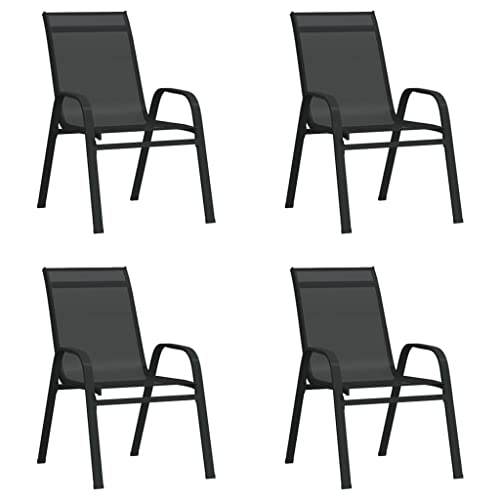 HaoChrymec Stapelbare Gartenstühle 4 STK. Schwarz Textilene, Platzsparend, Robuster Stahlrahmen, Ideal für Balkon und Garten, Gartenmöbel Set, 55 x 65 x 89 cm HaoChrymec Stapelbare Gartenstühle 4 STK. Schwarz Textilene, Platzsparend, Robuster Stahlrahmen, Ideal für Balkon und Garten, Gartenmöbel Set, 55 x 65 x 89 cm von HaoChrymec