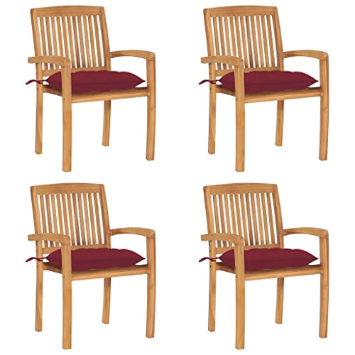 HaoChrymec Stapelbare Gartenstühle mit Kissen 4 STK. Massivholz Teak, Witterungsbeständig, Komfortable Polster, Gartenmöbel Set, Balkon Stuhl, Relaxsessel Garten, 60 x 57.5 x 90 cm HaoChrymec Stapelbare Gartenstühle mit Kissen 4 STK. Massivholz Teak, Witterungsbeständig, Komfortable Polster, Gartenmöbel Set, Balkon Stuhl, Relaxsessel Garten, 60 x 57.5 x 90 cm von HaoChrymec