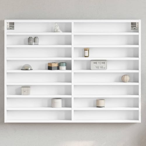 HaoChrymec Vitrinenschrank mit 2 Ebenen, Weiß, Holzwerkstoff, Sammlervitrine, Schaukasten Vitrine für Wohnzimmer, Modellauto Vitrine, Display Case, 100 x 8.5 x 75 cm von HaoChrymec