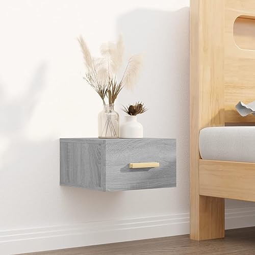 HaoChrymec Wand-Nachttisch Grau Sonoma, Holzwerkstoff, Hängendes Design, 1 Fach, Nachttisch hängend, Wandregal mit Schublade, 35x35x20 cm HaoChrymec Wand-Nachttisch Grau Sonoma, Holzwerkstoff, Hängendes Design, 1 Fach, Nachttisch hängend, Wandregal mit Schublade, 35x35x20 cm von HaoChrymec