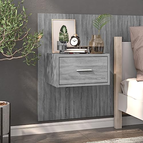 HaoChrymec Wand-Nachttisch Hängend, Holzwerkstoff, Grau Sonoma, Wandregal mit Schublade, Nachttisch zum Einhängen, Multifunktional, 48.5x32.5x80 cm HaoChrymec Wand-Nachttisch Hängend, Holzwerkstoff, Grau Sonoma, Wandregal mit Schublade, Nachttisch zum Einhängen, Multifunktional, 48.5x32.5x80 cm von HaoChrymec
