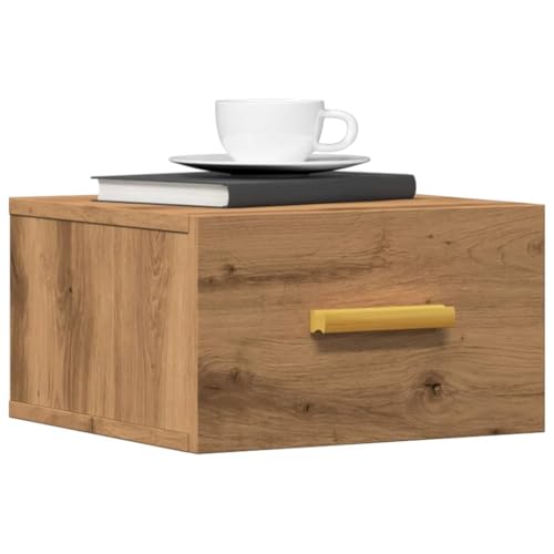 HaoChrymec Wand-Nachttisch aus Holzwerkstoff, Artisan-Eiche, Hängend, 1 Schublade, Wandregal mit Stauraum, Nachttisch zum Einhängen, Bedside Tables, Schwarz, 35x35x20 cm HaoChrymec Wand-Nachttisch aus Holzwerkstoff, Artisan-Eiche, Hängend, 1 Schublade, Wandregal mit Stauraum, Nachttisch zum Einhängen, Bedside Tables, Schwarz, 35x35x20 cm von HaoChrymec