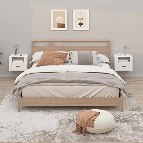 HaoChrymec Wand-Nachttische 2 STK. Holzwerkstoff, Hochglanz-Weiß, 2 Türen, Praktischer Stauraum, Nachttisch Hängend, Kommode mit Schubladen, Für Schlafzimmer und Wohnzimmer, 50x36x40 cm HaoChrymec Wand-Nachttische 2 STK. Holzwerkstoff, Hochglanz-Weiß, 2 Türen, Praktischer Stauraum, Nachttisch Hängend, Kommode mit Schubladen, Für Schlafzimmer und Wohnzimmer, 50x36x40 cm von HaoChrymec