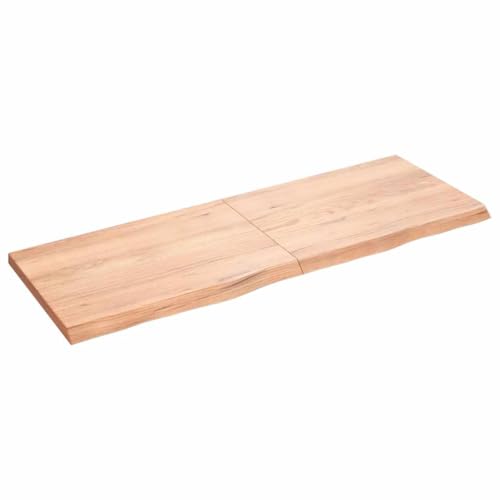 HaoChrymec Wandregal aus Massivholz Eiche Behandelt, 140x50x(2-4) cm, Schwebendes Regal im Rustikalen Stil, Vielseitig als Regal für Wand, Küche, Badezimmer, Hellbraun von HaoChrymec