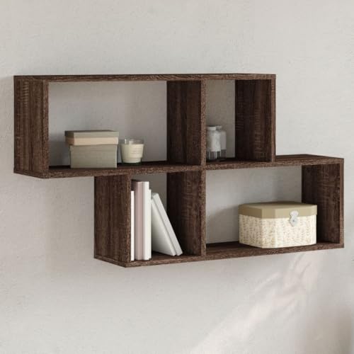 HaoChrymec Wandregal mit 3 Ablagen, Schwebendes Regal aus Holzwerkstoff, Praktisches Design, Für Küche, Badezimmer, Wohnzimmer, Regale für Wände, Braun Eichen-Optik, 100 x 20 x 53 cm von HaoChrymec