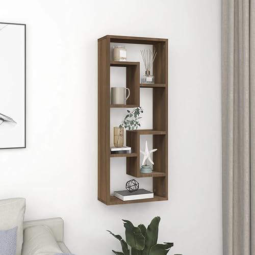HaoChrymec Wandregal mit 36 x 16 x 90 cm, Braun Eichen-Optik, Schwebendes Regal aus Holzwerkstoff, Regal für Wände, Wandregal für Küche, Badezimmer, Viel Stauraum von HaoChrymec