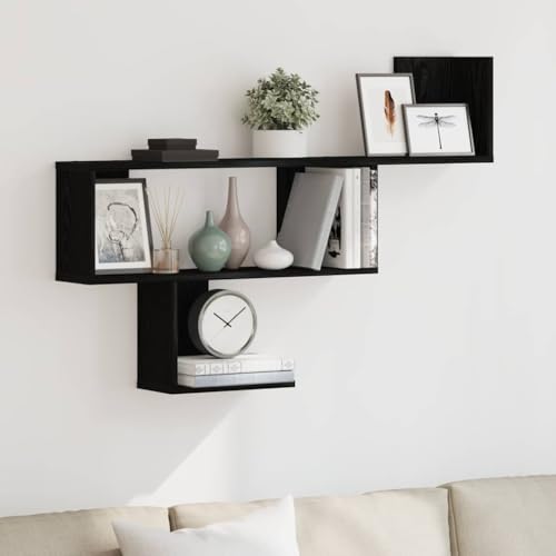 HaoChrymec Wandregal mit Holzwerkstoff, Schwarz Eichen-Optik, Regal Zum Aufhängen, Für Wohnzimmer, Küche, Büro, Bücherregal Wand, 100 x 15 x 70 cm von HaoChrymec