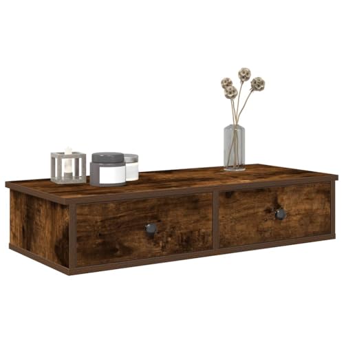HaoChrymec Wandregal mit Schubladen aus Holzwerkstoff, Schwebendes Regal mit Schublade, Modernes Design für Wohnzimmer, Schlafzimmer, Nachttisch Hängend, 80 x 31 x 17 cm, Räuchereiche HaoChrymec Wandregal mit Schubladen aus Holzwerkstoff, Schwebendes Regal mit Schublade, Modernes Design für Wohnzimmer, Schlafzimmer, Nachttisch Hängend, 80 x 31 x 17 cm, Räuchereiche von HaoChrymec