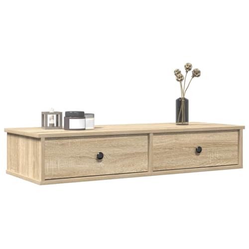 HaoChrymec Wandregal mit Schubladen aus Holzwerkstoff, Schwebendes Regal mit Schublade, Nachttisch Hängend, Bücherregal Wand, Praktisch für Wohnzimmer, Schlafzimmer, Sonoma-Eiche, 100 x 37.5 x 19 cm HaoChrymec Wandregal mit Schubladen aus Holzwerkstoff, Schwebendes Regal mit Schublade, Nachttisch Hängend, Bücherregal Wand, Praktisch für Wohnzimmer, Schlafzimmer, Sonoma-Eiche, 100 x 37.5 x 19 cm von HaoChrymec